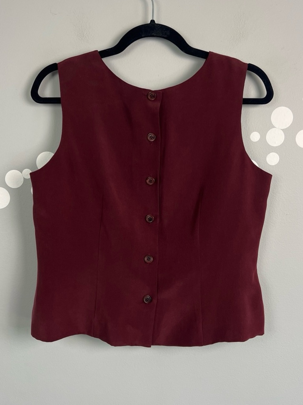 Rena Rowan 100% Silk Embroidered Shell Top Burgundy Sleeveless Blouse Size 12 - Picture 4 of 6